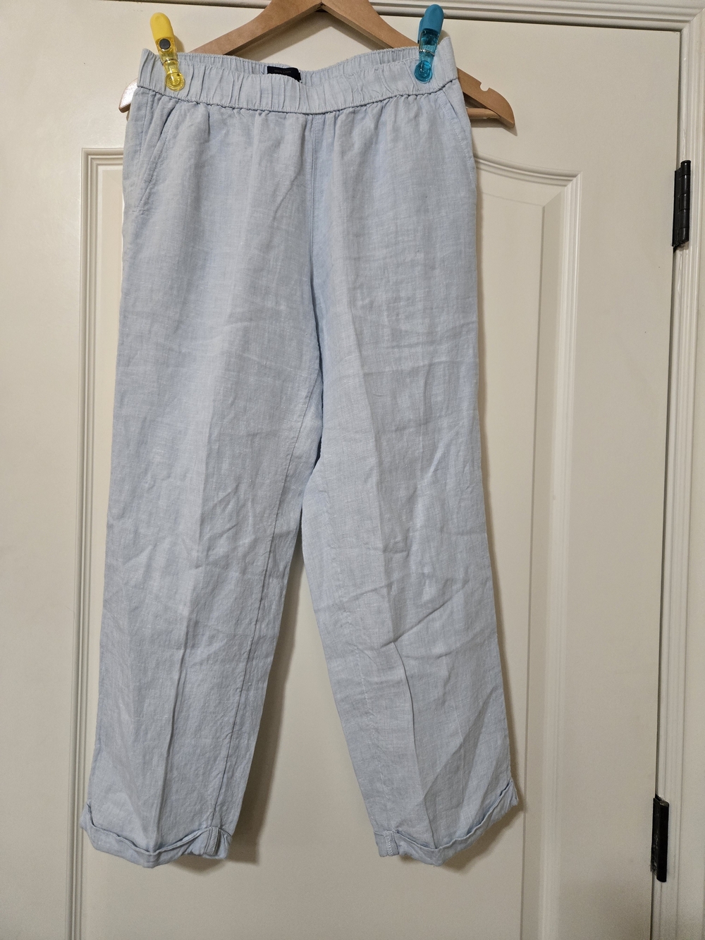 RACHEL Rachel Roy Light Blue Wide-Leg 100% Linen Pants S9ft Flowy Comfort